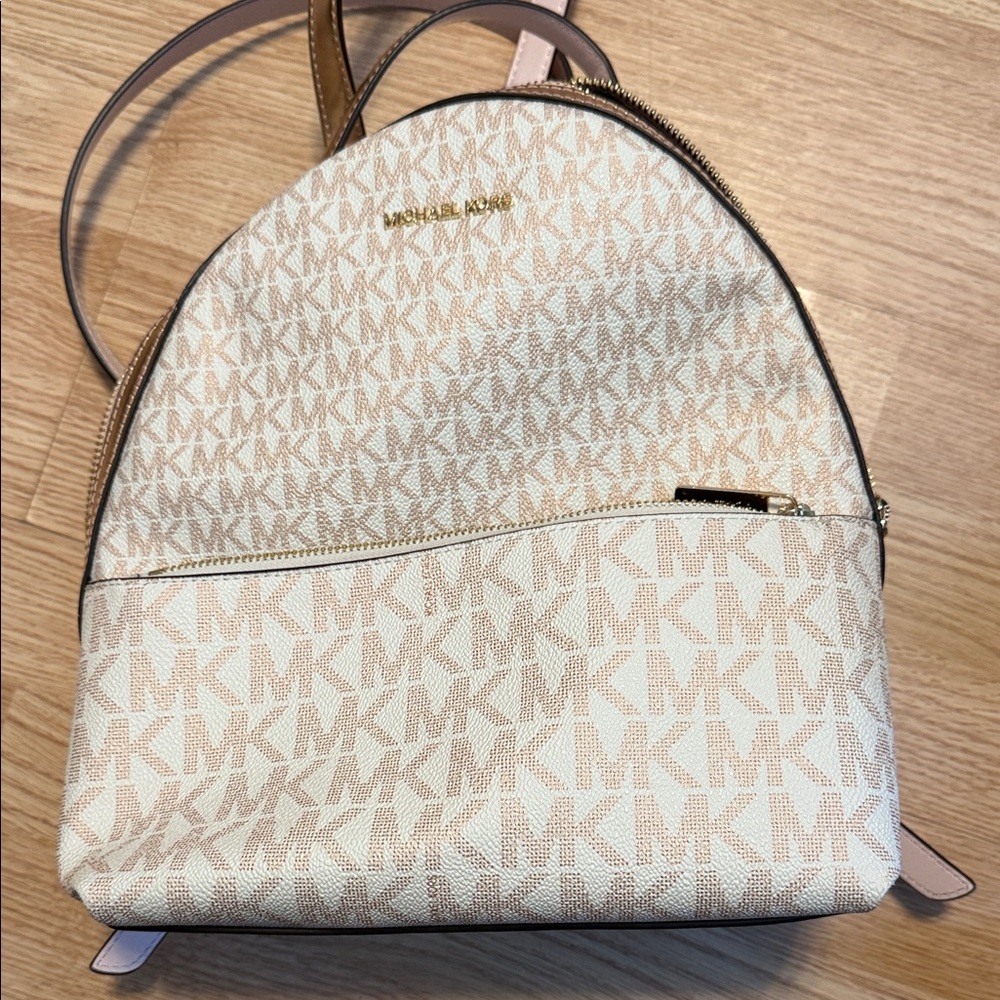 Michael Kors Rose Gold Logo Backpack